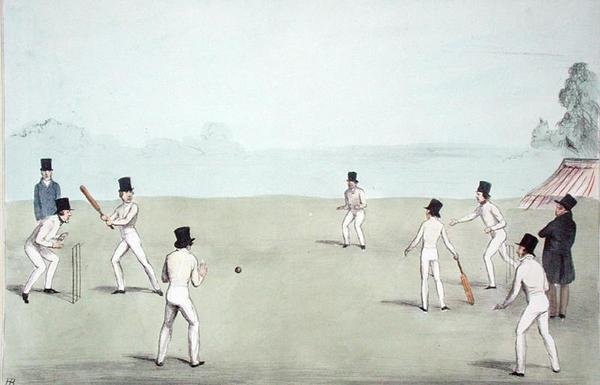 Vacation Amusement, nro 3 (Cricket – A Long Innings) (HB Sketches No. 653), julkaistu 3. lokakuuta 1840 (värilitho) tekijältä John  Doyle