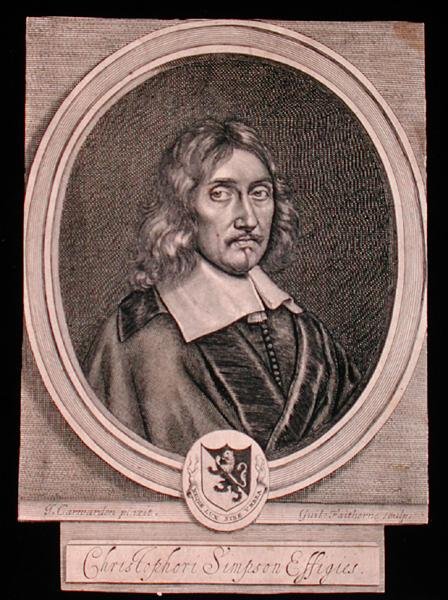 Christopher Simpsonin (n. 1605–1669) muotokuva (kaiverrus) tekijältä John (after) Carwarden