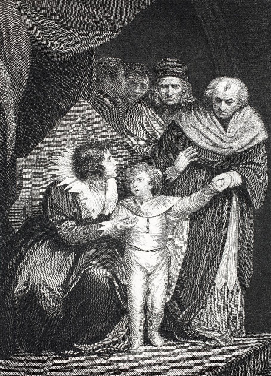 Elizabeth Woodville luovuttaa poikansa (litho) tekijältä John (after) Opie