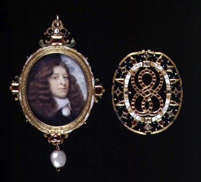 No.3863 Miniature ng isang hindi kilalang lalaki, sa isang ginto at alahas na frame at takip, c.1660 (vellum)finn tekijältä John (attr. to) Hoskins