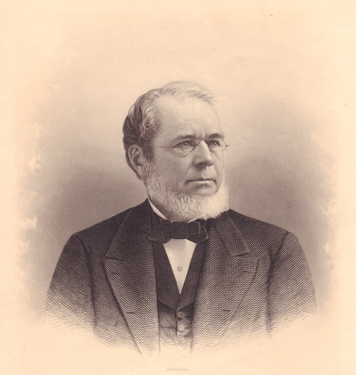 Amerikkalaisen kaivertajan Andrew Varrick Stoutin (1835-1906) muotokuva, F E Jonesin kaiverrus ladies