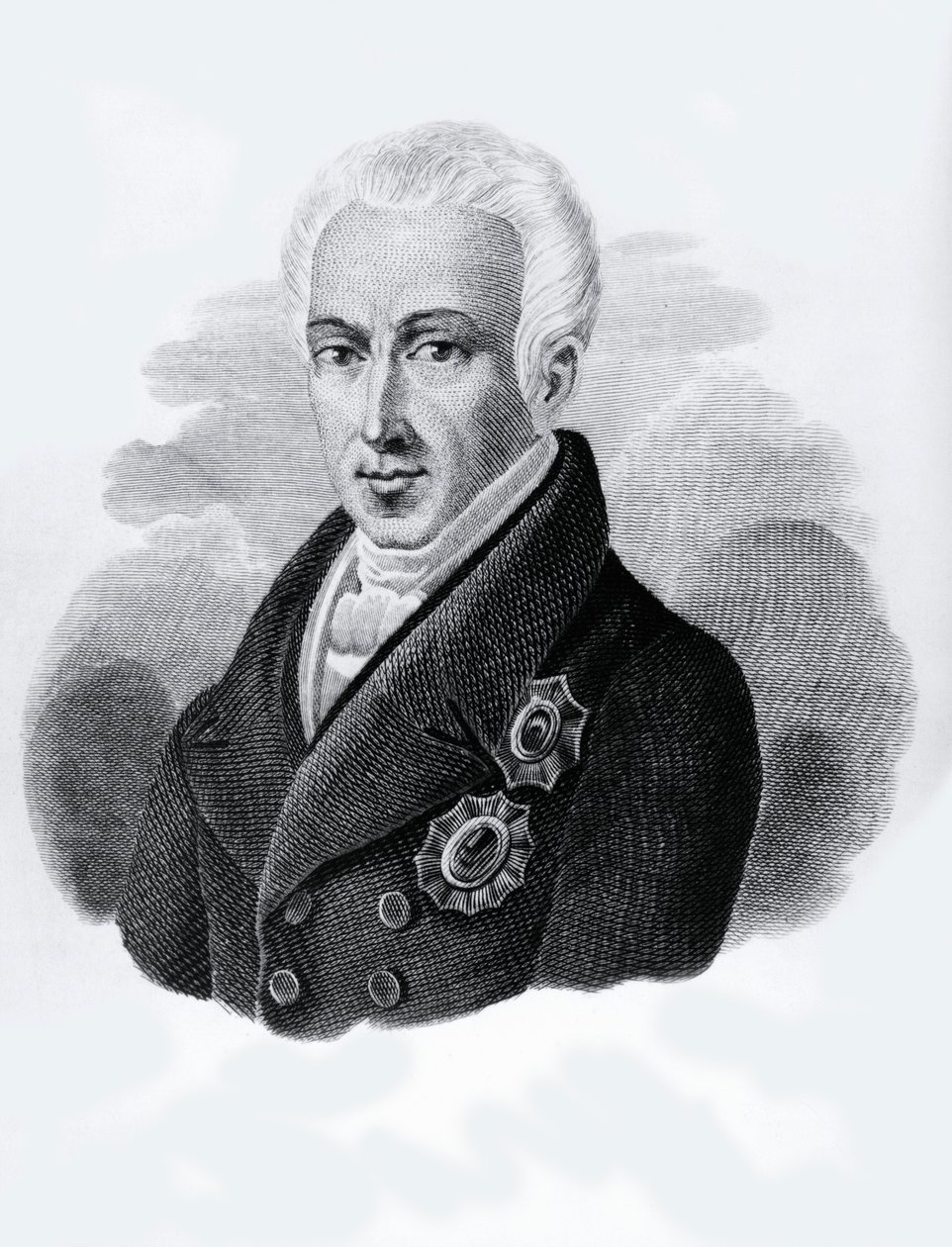 Kreivi Ioannis Antonios Kapodistriasin (1776-1831), Kreikan tasavallan presidentin 1828-1831 muotokuva, kaiverrus tekijältä Walter Charles Mills