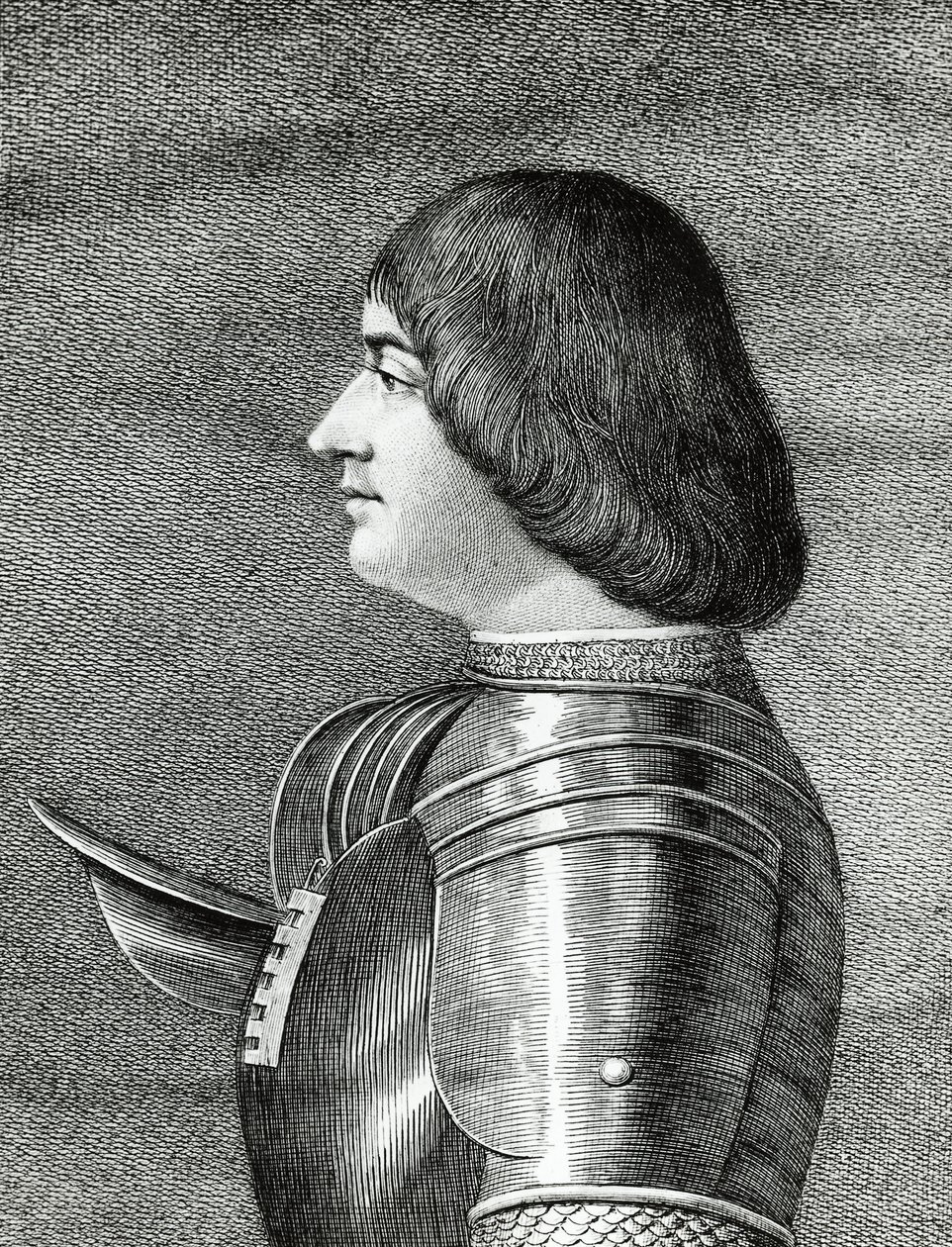 Milanon herttua Ludovico Sforzan muotokuva, Il Moro (1452-1508), kaiverrus tekijältä Walter Charles Mills