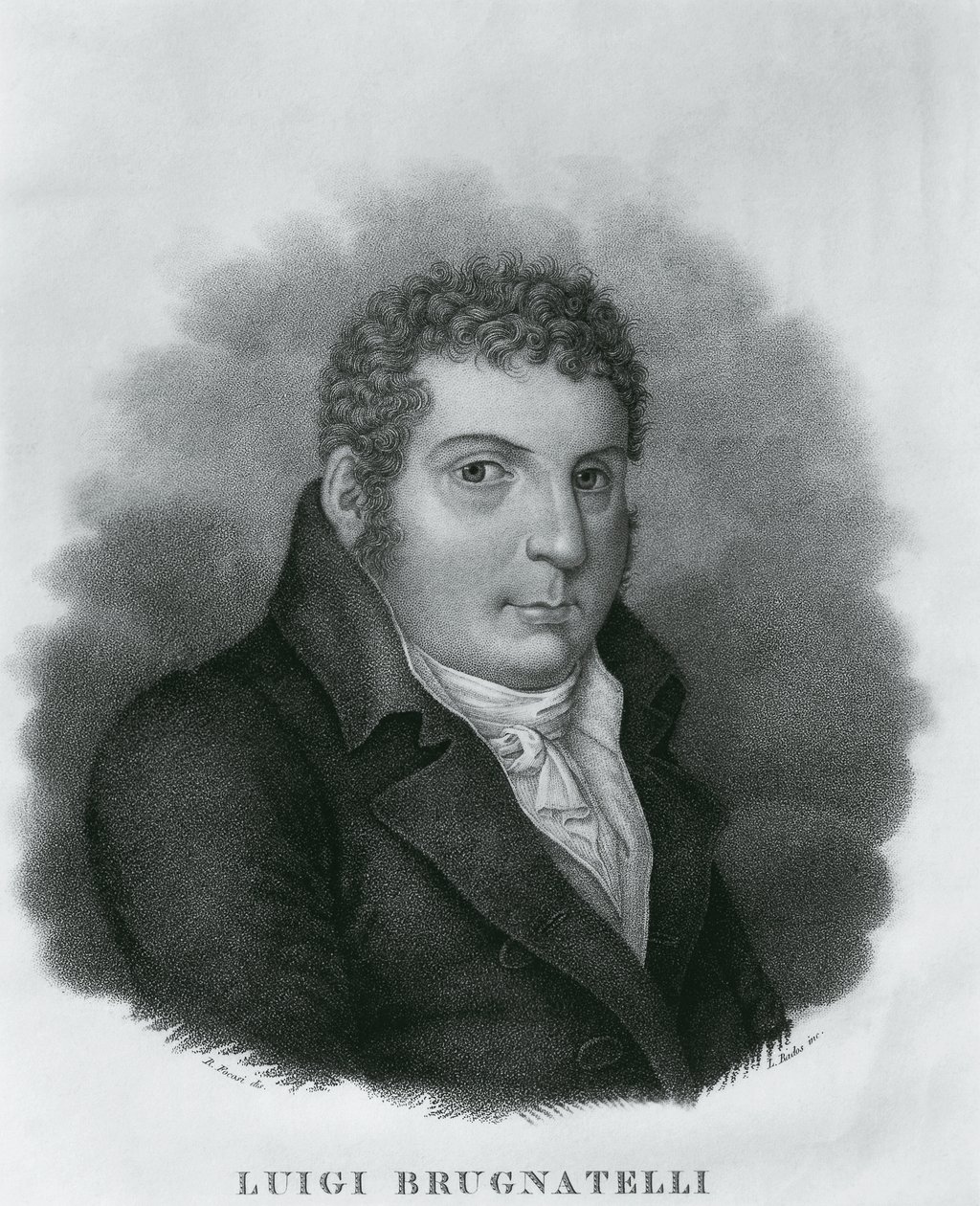 Muotokuva Luigi Valentino Brugnatellista (1761-1818), italialainen kemisti ja galvanoinnin keksijä, Luigi Radosin (1773-1840) etsaus Roberto Focosin (1806-1862) piirtämänä tekijältä Walter Charles Mills