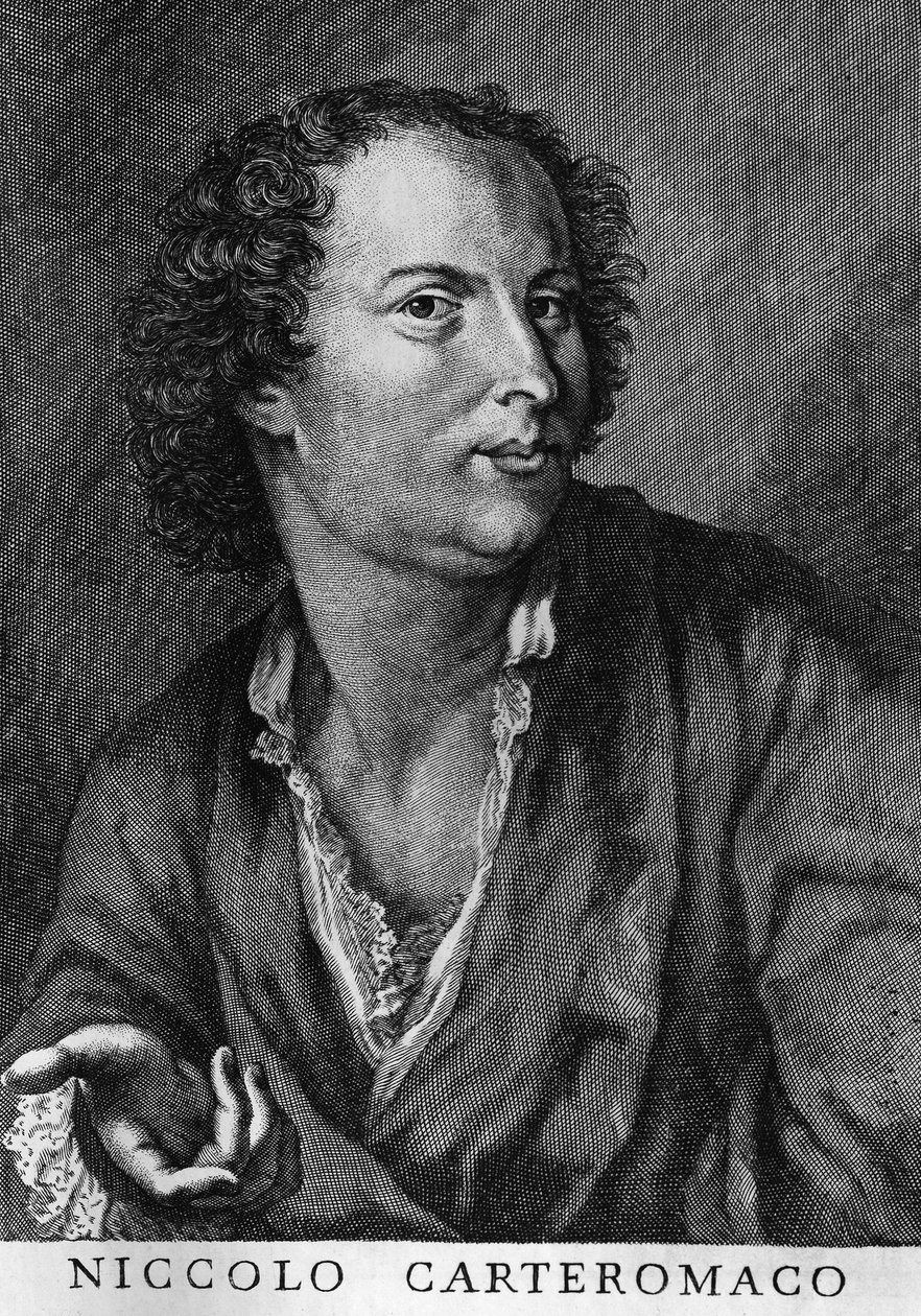 Muotokuva Niccolo Forteguerrista, joka tunnetaan myös nimellä Niccolo Carteromaco (1674-1735), italialainen runoilija, kaiverrus tekijältä Walter Charles Mills