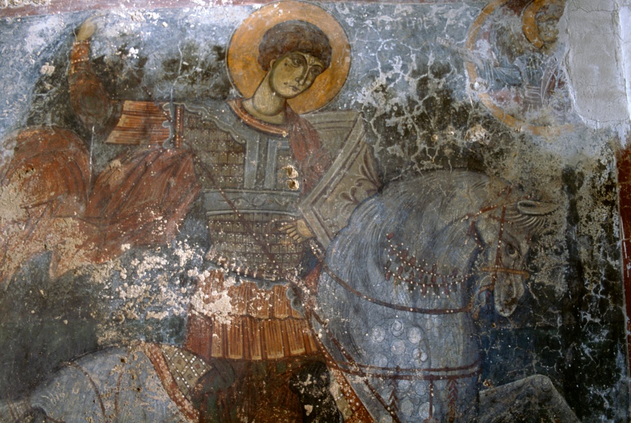 St George, Ioannis Pagomenoksen fresko Agios Georgioksen kirkossa, Anidri, Kreeta, Kreikka tekijältä Walter Charles Mills