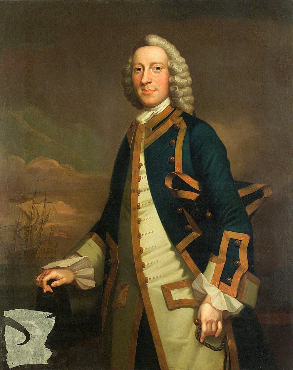 Kapteenin muotokuva, noin 1750 (öljy kankaalle). tekijältä John (attr.to) Wollaston