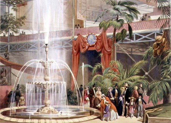 Crystal Palace, Näkymä North Transeptissä (värillinen litho) tekijältä John Absolon