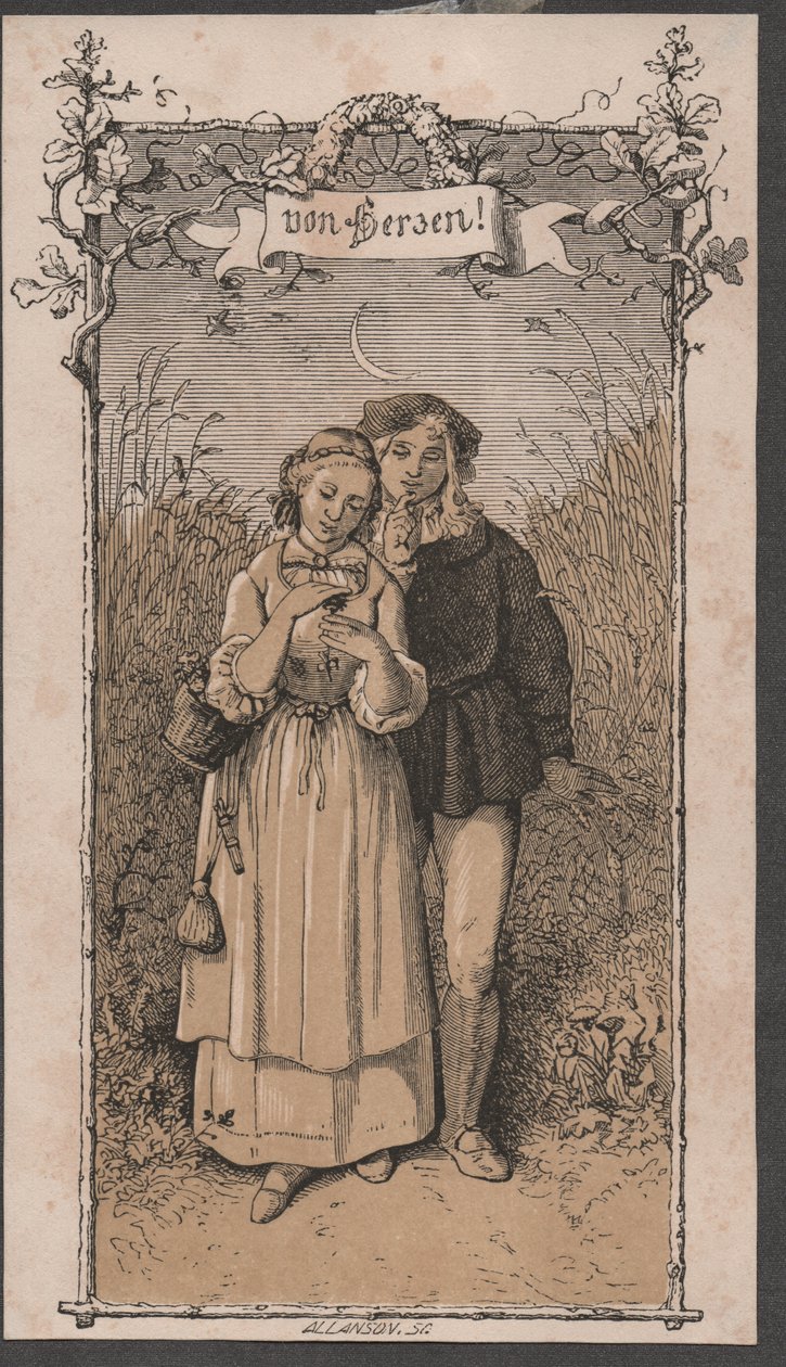 Sydämestä, n. 1850 (värillinen puupiirros) tekijältä John Allanson