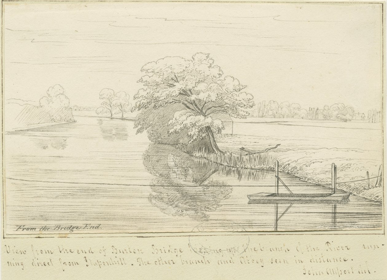 Burton-upon-Trent - Trent River: kynä- ja mustepiirustus, nd [1799-1854] (piirustus) tekijältä John Allport