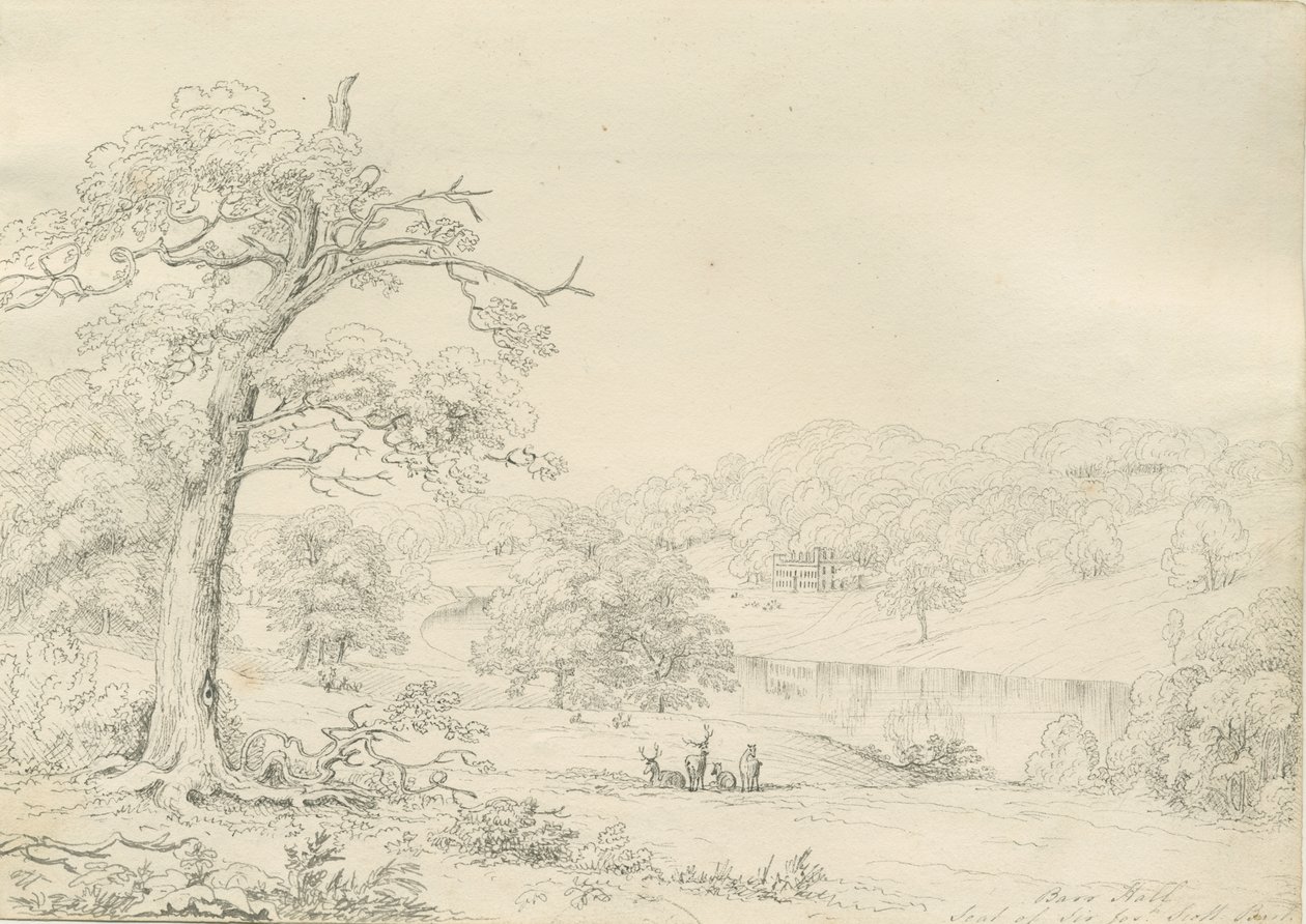 [Suuri] Barr Hall: kynäpiirustus, nd [1799-1854] tekijältä John Allport