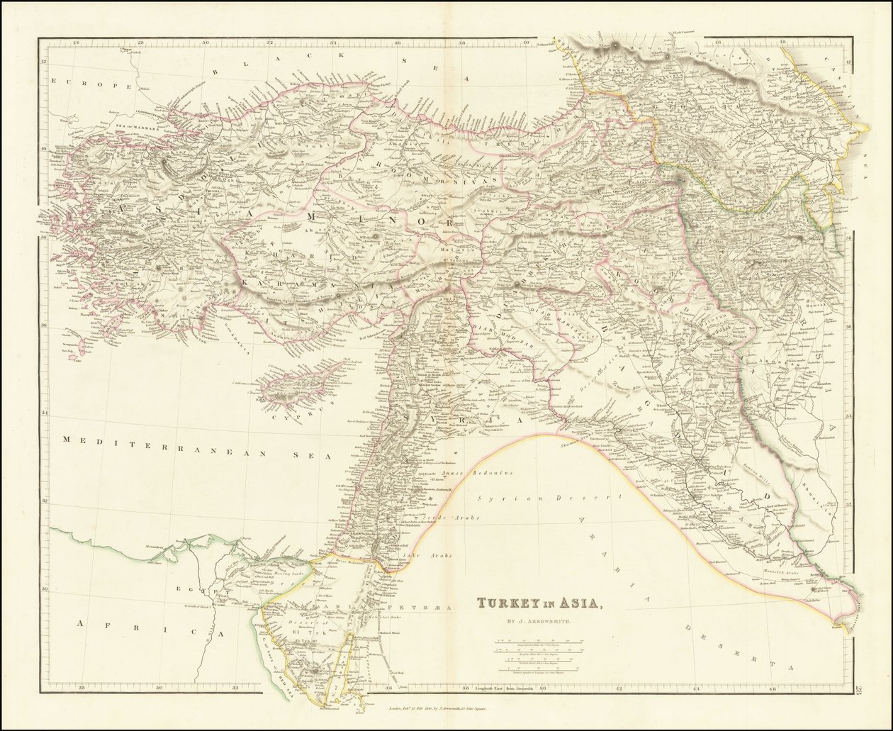 Vuoden 1840 kartta Aasian Turkista tekijältä John Arrowsmith