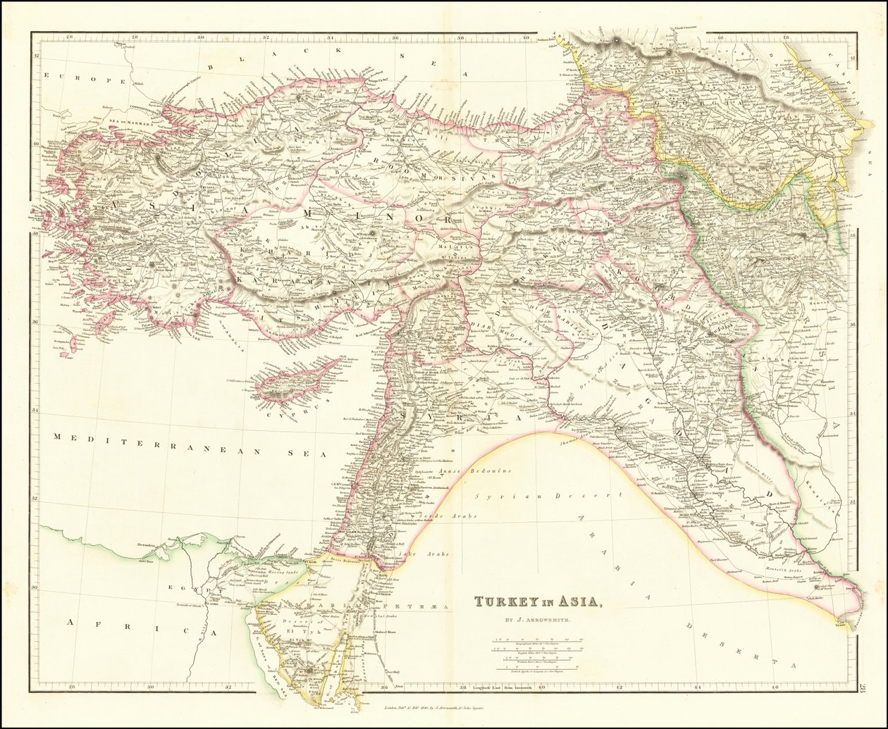 John Arrowsmithin vuonna 1840 laatima kartta Aasian Turkista. tekijältä John Arrowsmith