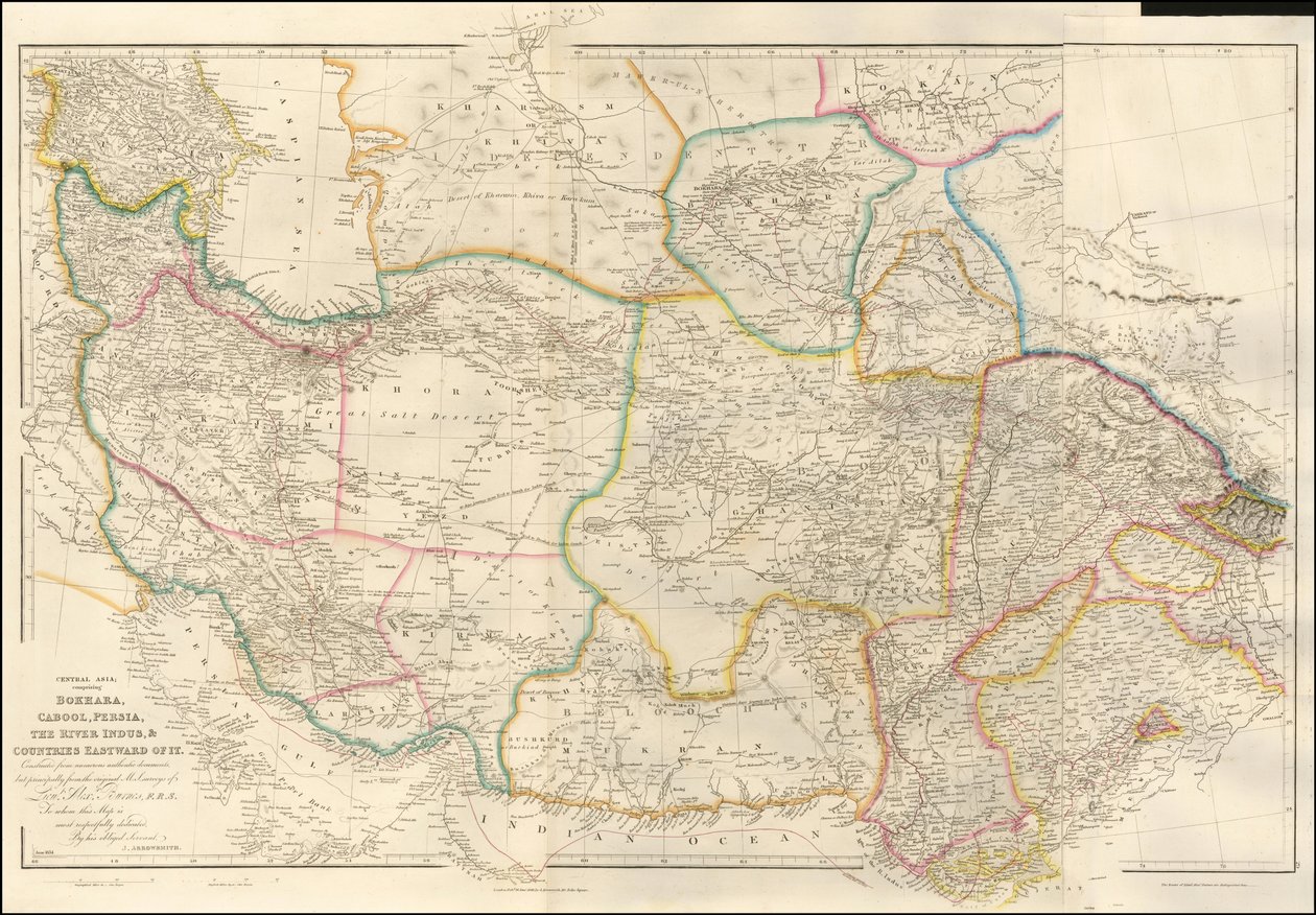 John Arrowsmithin Keski-Aasian kartta vuodelta 1842. tekijältä John Arrowsmith