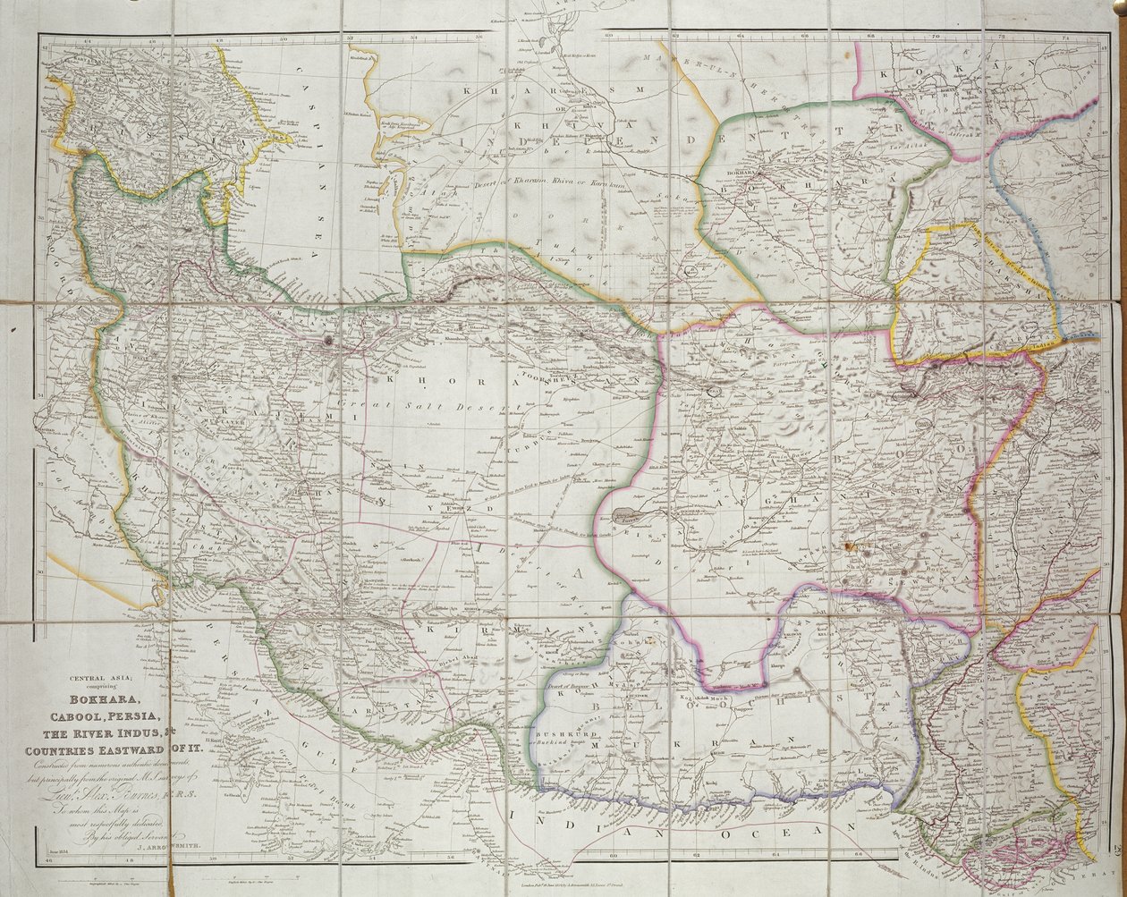 Mapa ng Gitnang Asya, 1834 finn tekijältä John Arrowsmith
