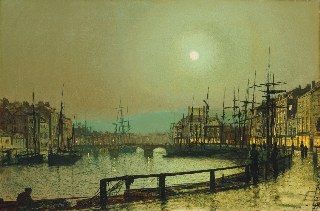 Kuutamoinen satama, 1883 tekijältä John Atkinson Grimshaw