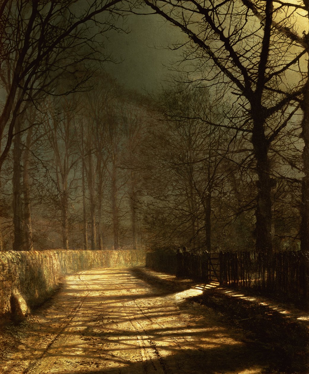 Kuutamoinen kaista. Kaksi rakastajaa portilla tekijältä John Atkinson Grimshaw