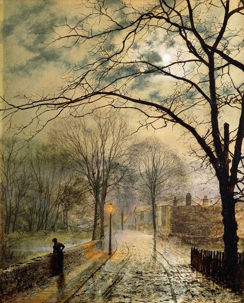 Kuutamoinen kävelymatka, Bonchurch, Isle of Wight, 1878 tekijältä John Atkinson Grimshaw