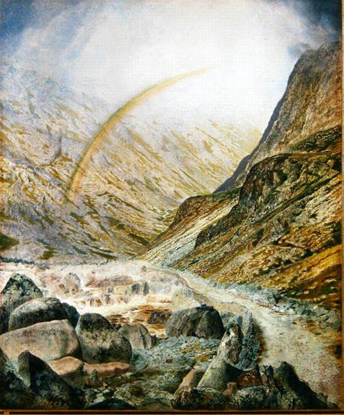 Vuoristotie, tulva-aika (Honsiter-sarja nro 3) 1868 (öljy paperille ja kankaalle) tekijältä John Atkinson Grimshaw