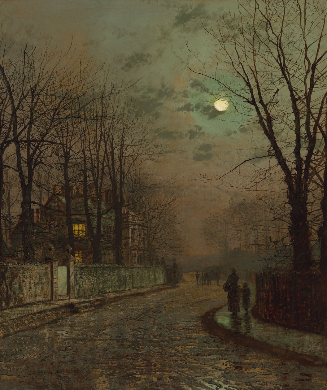 Märkä tie, Knostrop, Yorkshire, kirjoittanut John Atkinson Grimshaw, 1886. tekijältä John Atkinson Grimshaw