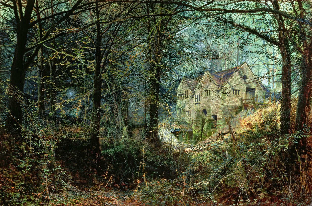 Syksyn loisto: Vanha mylly tekijältä John Atkinson Grimshaw