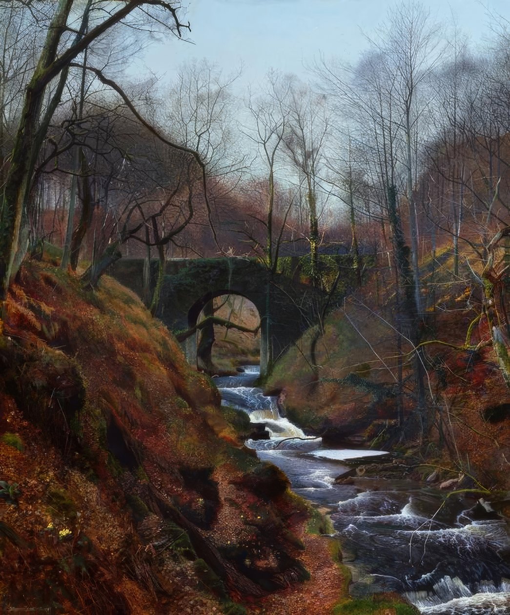 Barden, Ghyll Beck / Maalaus, 1867, tekijä J.A.Grimshaw tekijältä John Atkinson Grimshaw