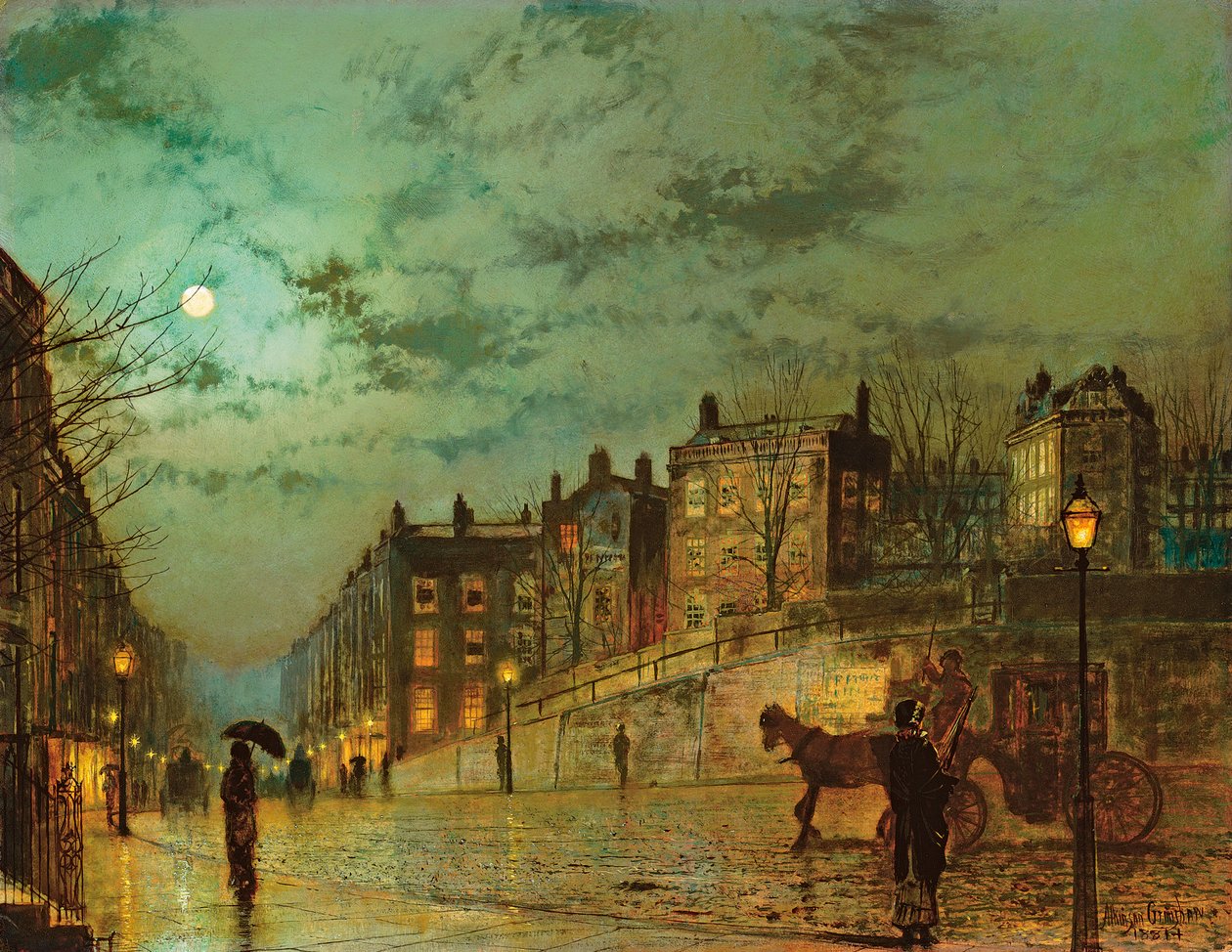 Hampstead Hill, Katse alas Heath Streetille, 1881 tekijältä John Atkinson Grimshaw