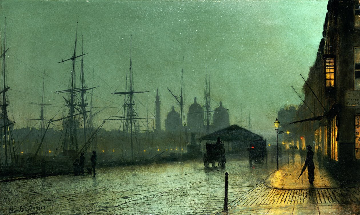 Humber Dockside, Hull, 1882 tekijältä John Atkinson Grimshaw