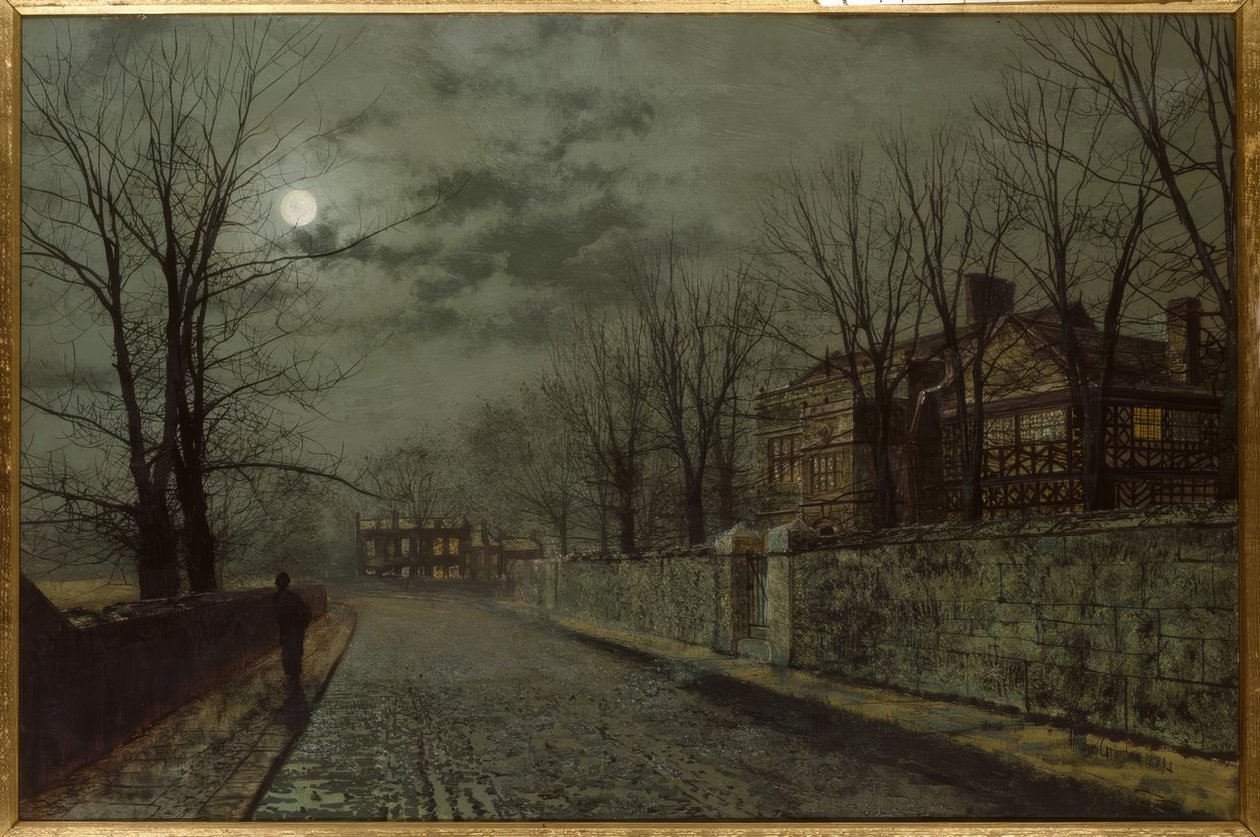 J.A.Grimshaw, A Cheshire Road / Gemälde, 1883 tekijältä John Atkinson Grimshaw