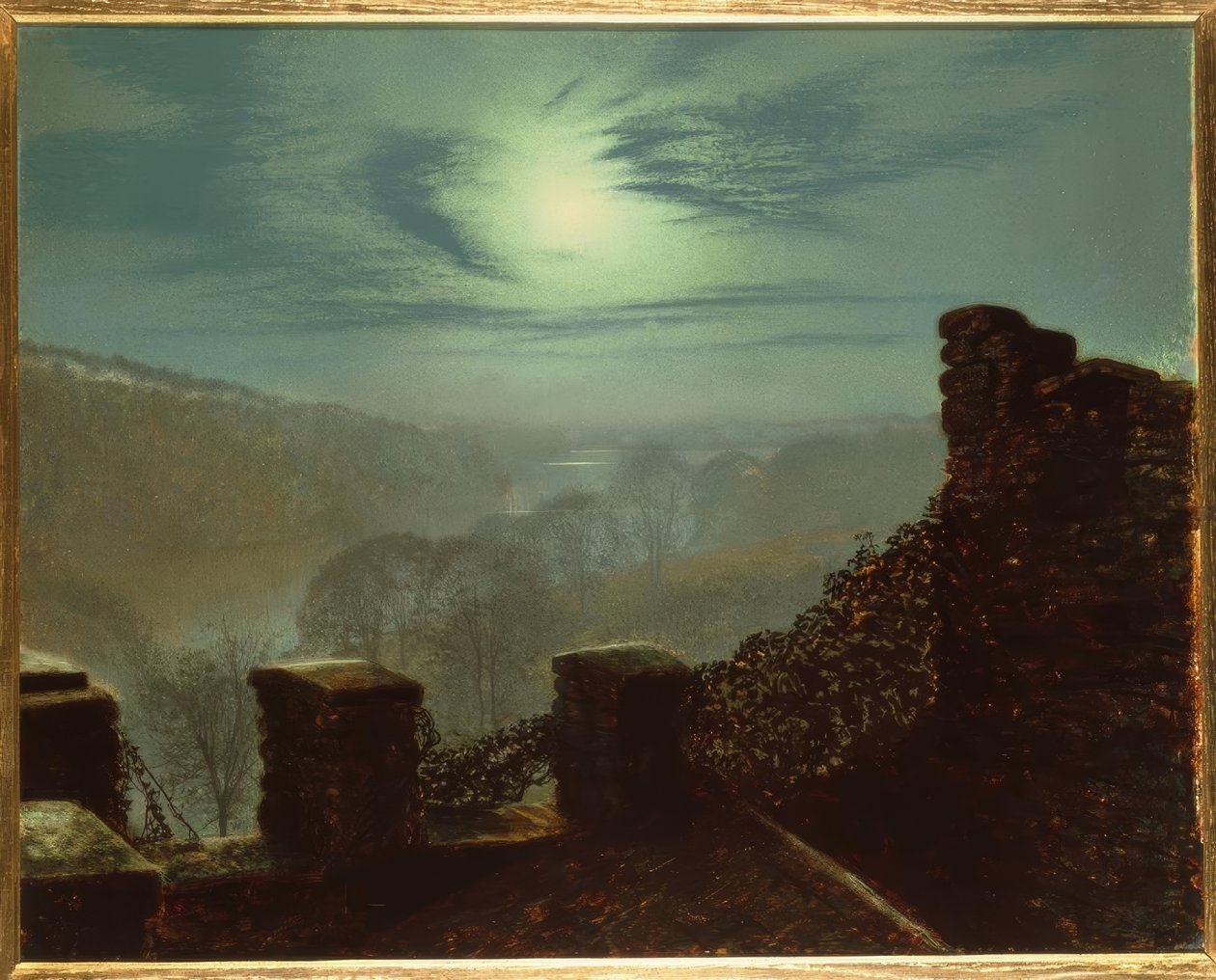 J.A.Grimshaw, Täysikuu cirruspilven takana, Roundhay P. tekijältä John Atkinson Grimshaw