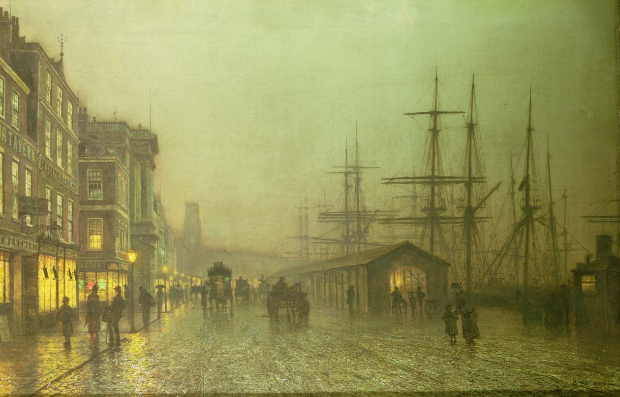 Huonekalut ja erilaiset esineet 1100- ja 1300-luvuilta tekijältä John Atkinson Grimshaw