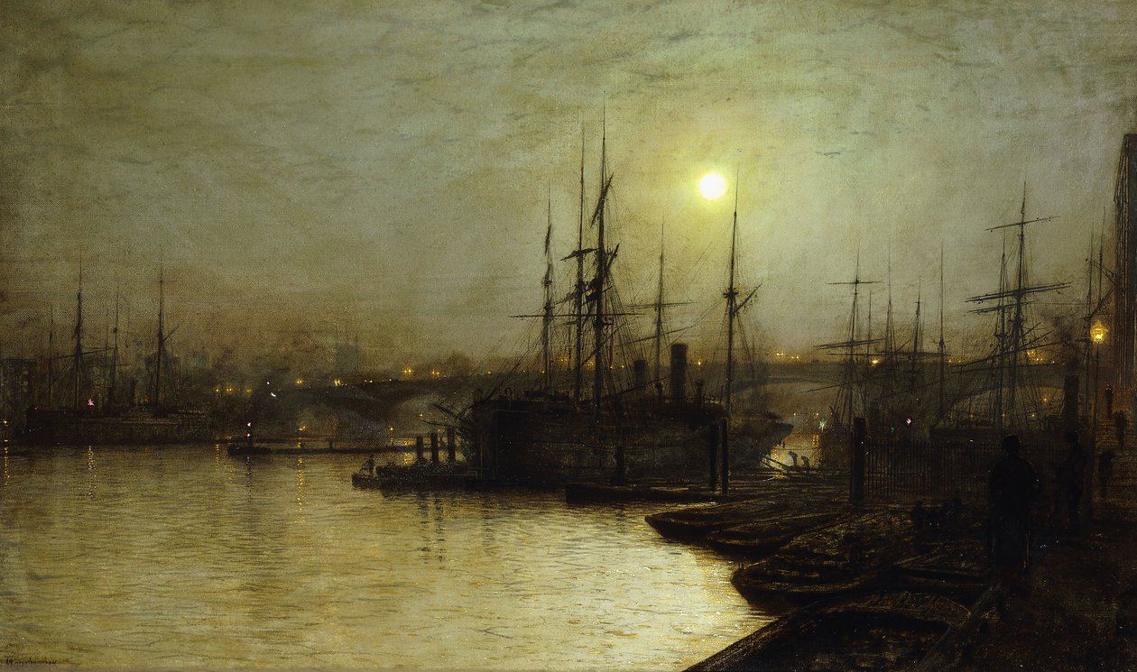 Night Toil, Billingsgate Wharf, tekijältä John Atkinson Grimshaw