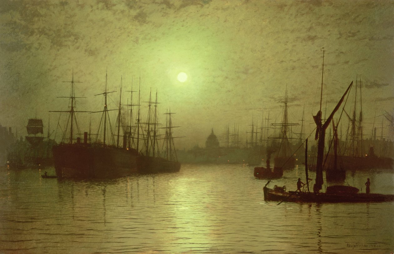 Nightfall Down the Thames tekijältä John Atkinson Grimshaw