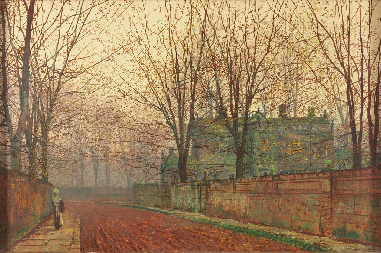 Marraskuun aamu, Knostrop Hall, Leeds tekijältä John Atkinson Grimshaw