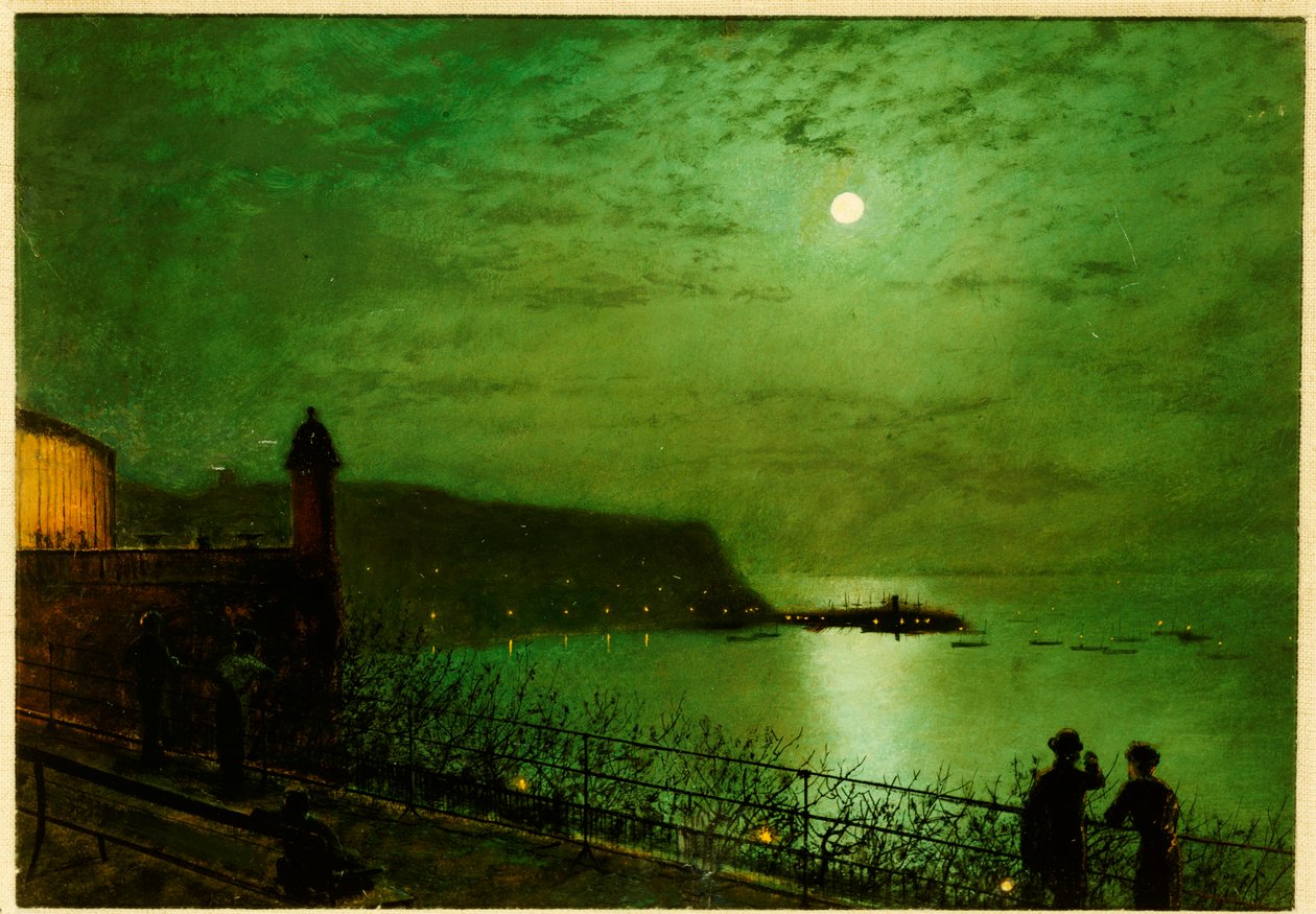 Scarborough Moonlightissa Grand-hotellin portailta tekijältä John Atkinson Grimshaw