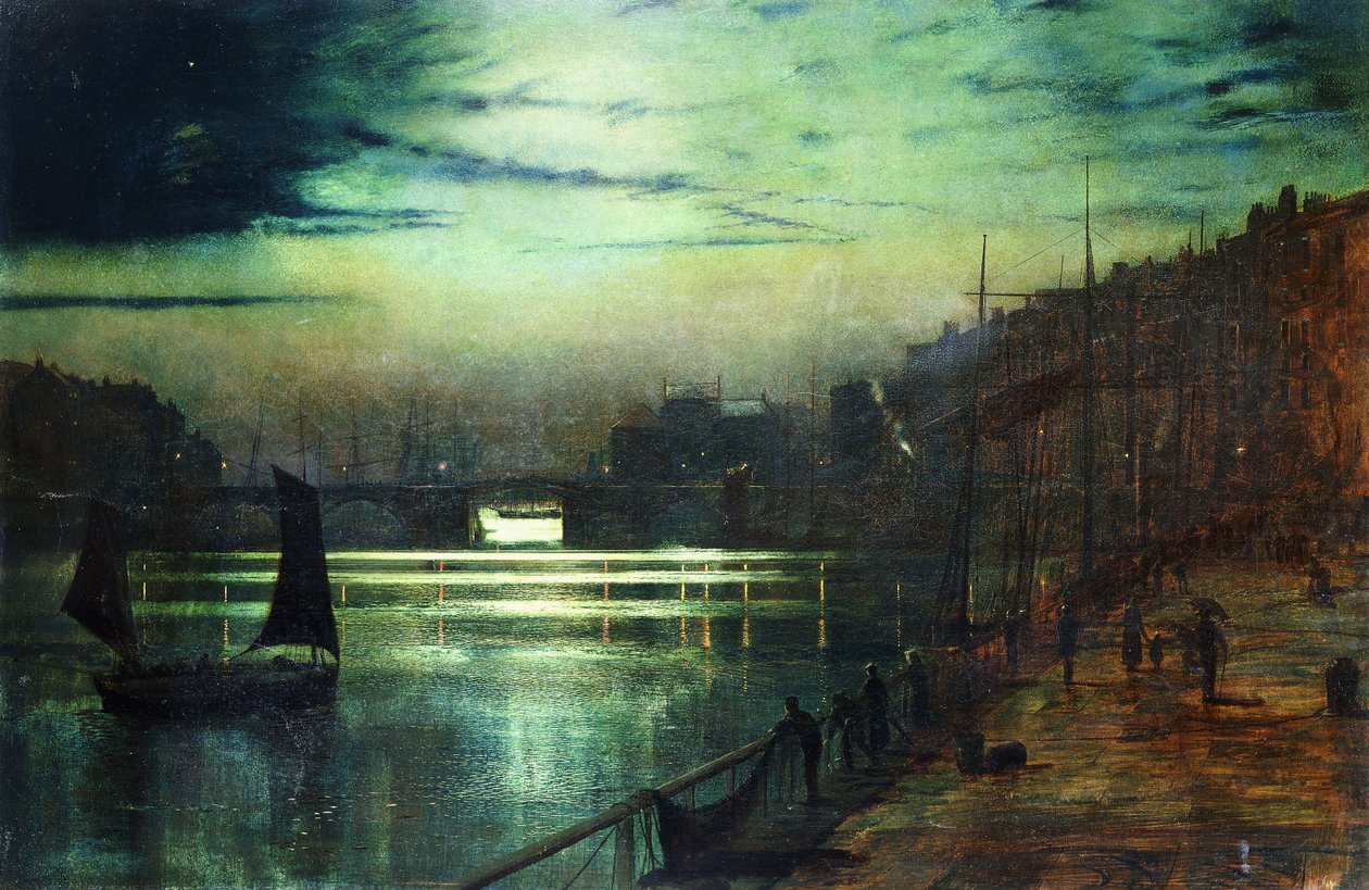 Harbour Lights, Whitby, tekijältä John Atkinson Grimshaw