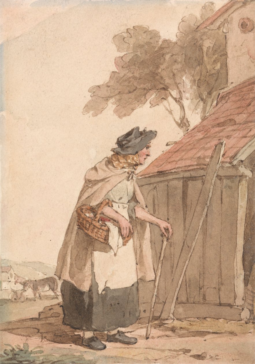 Vanha nainen kantaa koria tekijältä John Augustus Atkinson