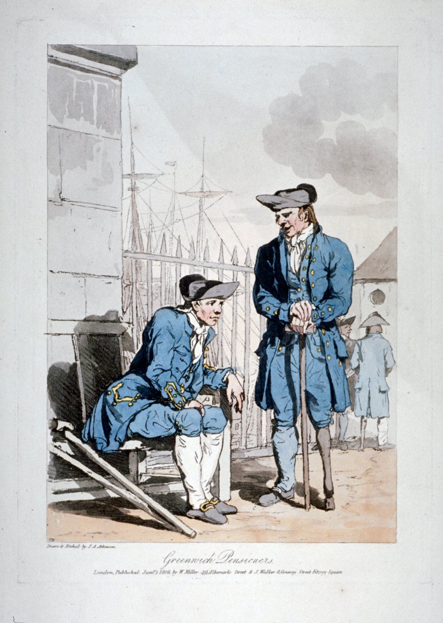 "Greenwich Pensioners", 1808 tekijältä John Augustus Atkinson