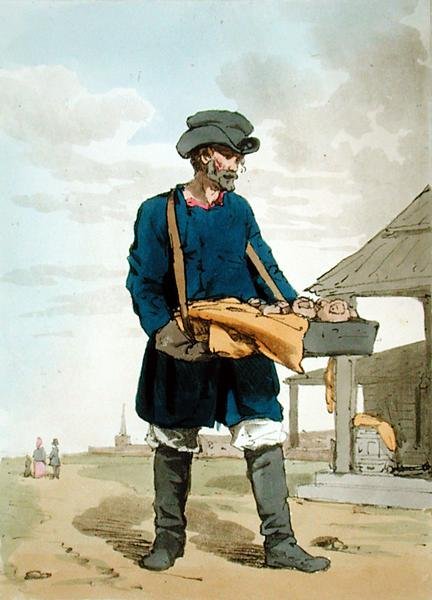 Kalatšnik, taiteilijan syövyttämä, julkaistu 1804 (värilitografia). tekijältä John Augustus Atkinson