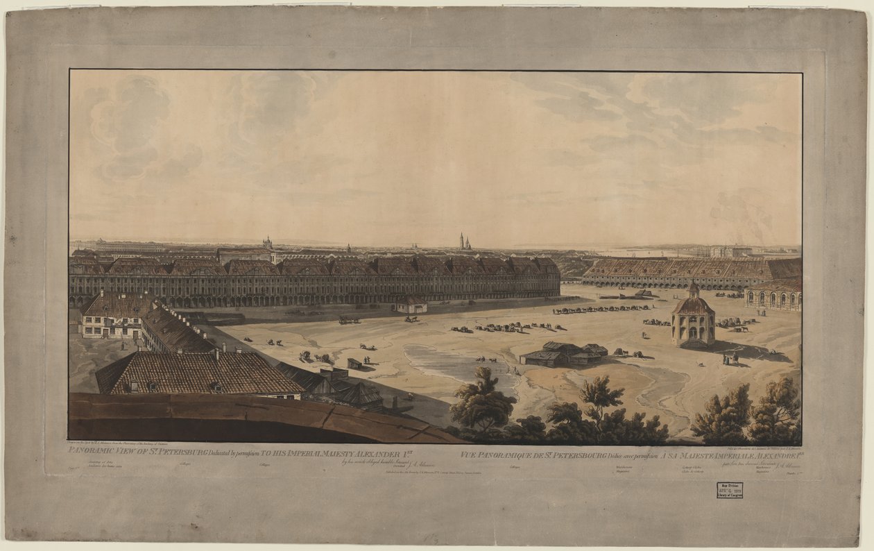 Panoraamanäkymä Pietariin, vuosina 1805-1807 tekijältä John Augustus Atkinson