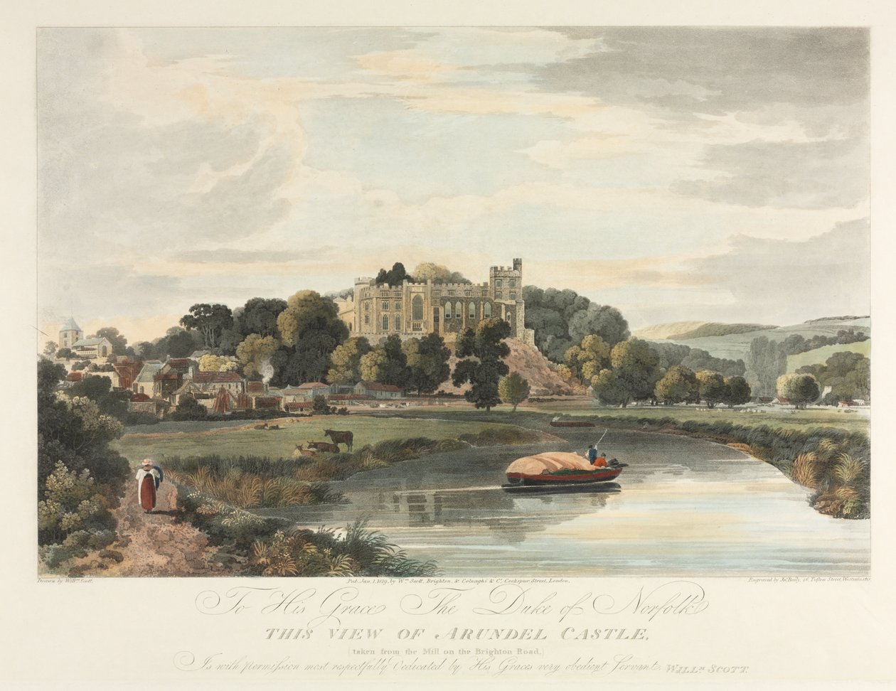 Tämä näkymä Arundelin linnalle, 1819. tekijältä John Baily