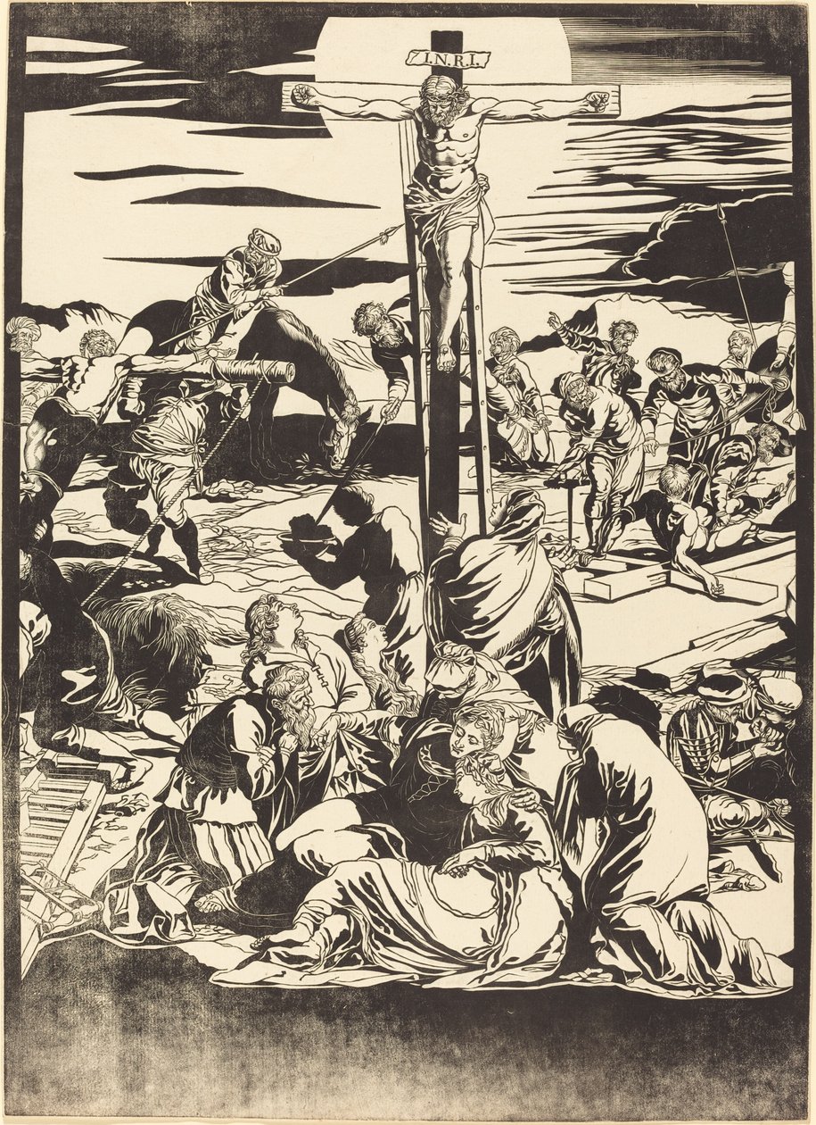 Ristiinnaulitseminen [keskilevy] tekijältä John Baptist Jackson after Jacopo Tintoretto