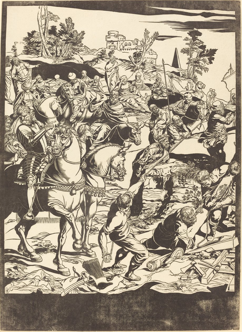 Ristiinnaulitseminen [vasen levy] tekijältä John Baptist Jackson after Jacopo Tintoretto