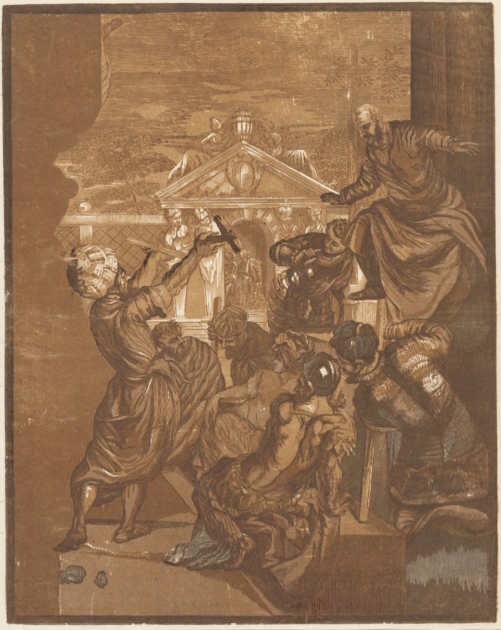 Pyhän Markuksen ihme (oikealla) tekijältä John Baptist Jackson after Jacopo Tintoretto
