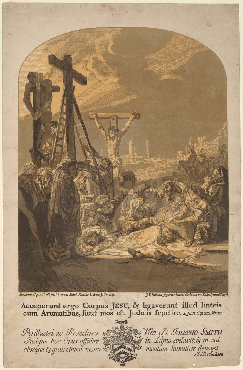 Laskeutuminen ristiltä tekijältä John Baptist Jackson, after Rembrandt van Rijn
