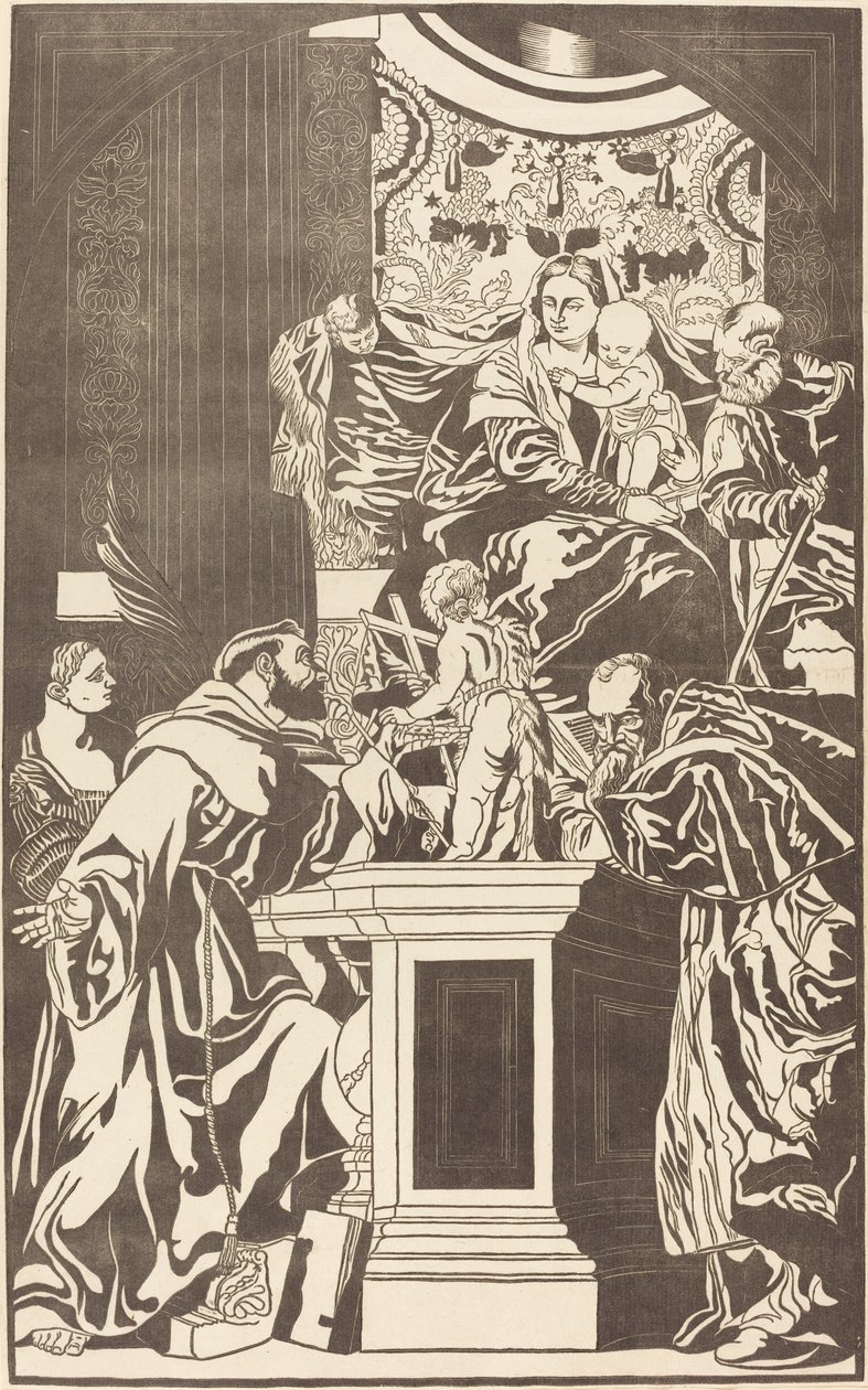 Pyhä perhe ja neljä pyhää tekijältä John Baptist Jackson after Veronese