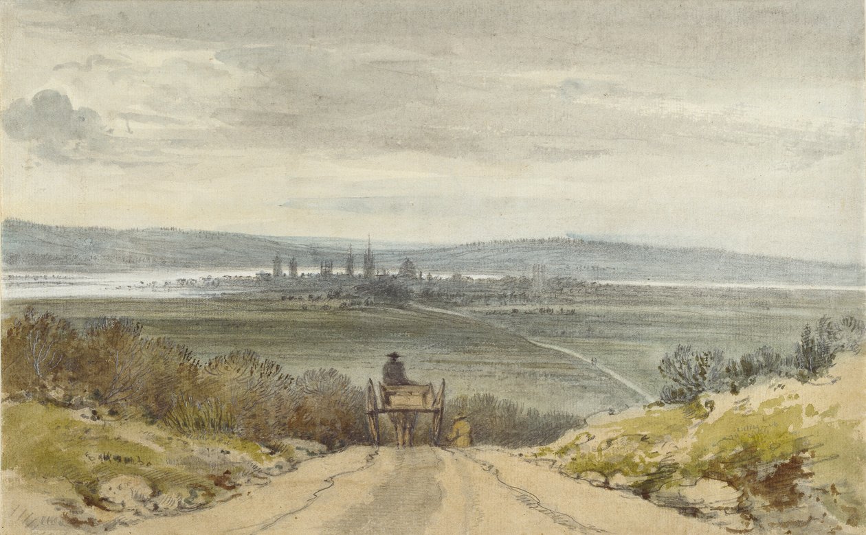 Oxford Shotover Hillistä, muistojen perusteella, 10. tammikuuta 1791 tekijältä John Baptist Malchair