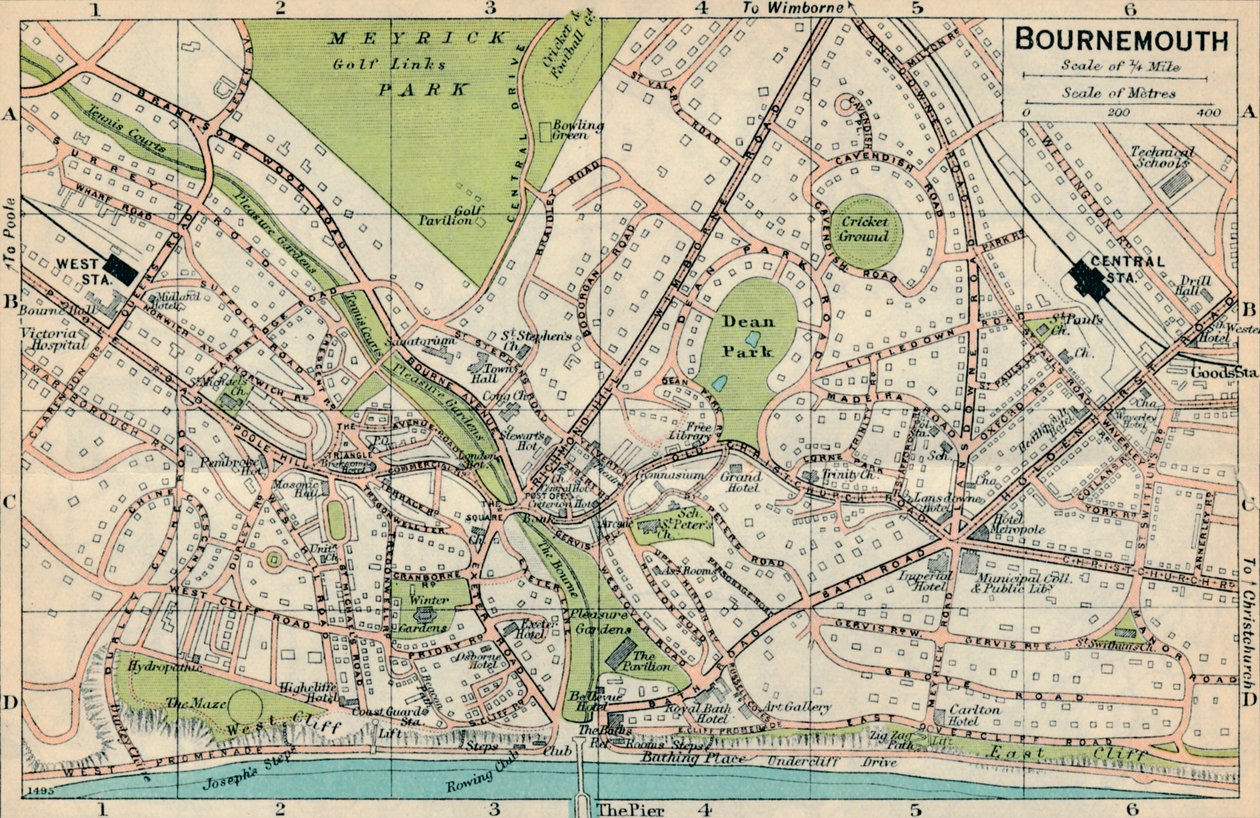 Bournemouth, 1900-luku tekijältä John Bartholomew