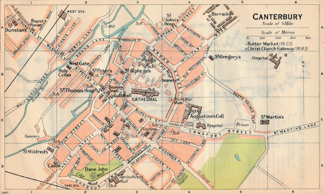 Canterbury, 1900-luku tekijältä John Bartholomew