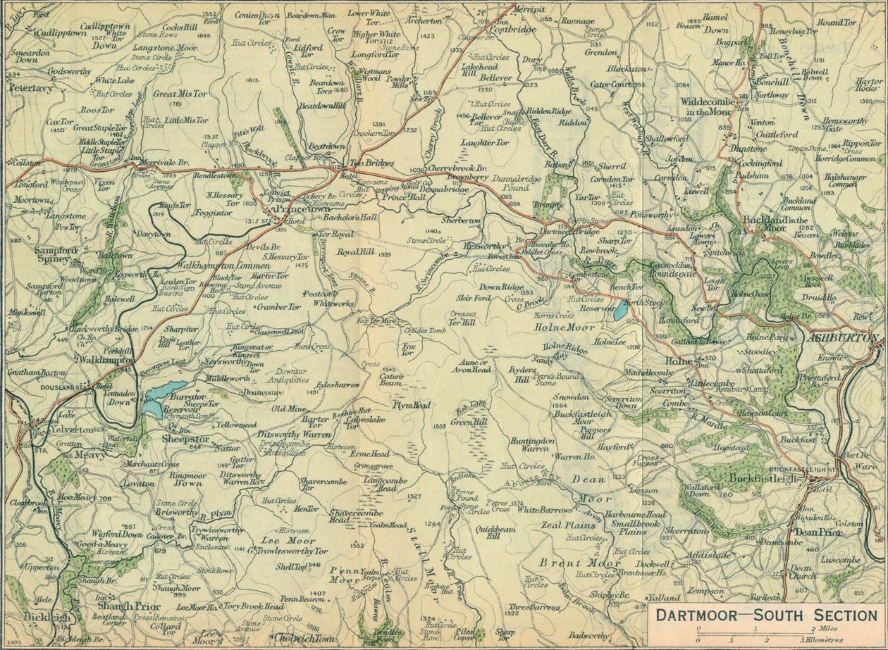 Dartmoor - eteläosio, 1900-luku tekijältä John Bartholomew